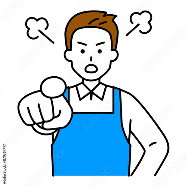 Fototapeta 指差して怒るエプロン姿の男性