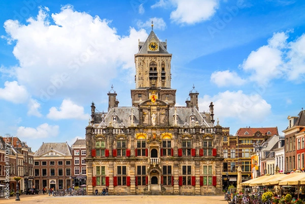 Fototapeta Delft City Hall. The Stadhuis is the historic town hall in the center of Delft in the Netherlands