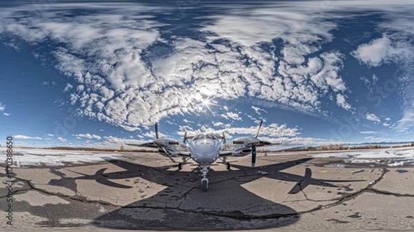Obraz Private Airplane on a Sunny Winter Day at the Airport