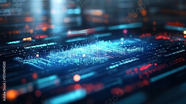 Fototapeta Digital Data Stream:  Abstract Cyberpunk Circuitry Glow