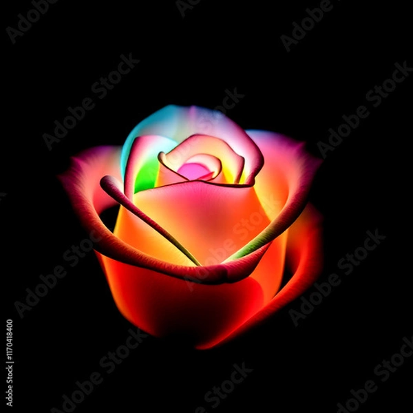 Obraz Colorful glowing roses, Black background image 