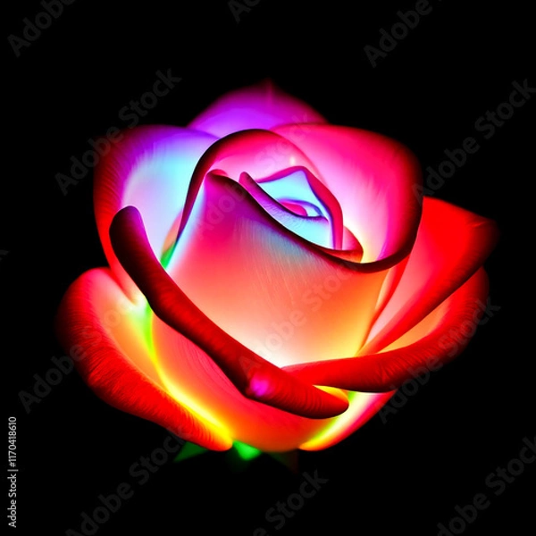 Obraz Colorful glowing roses, Black background image 