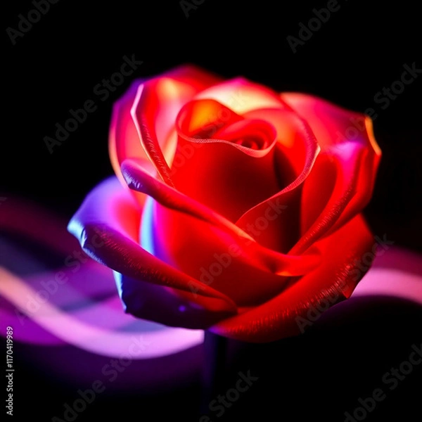 Obraz Colorful glowing roses, Black background image 