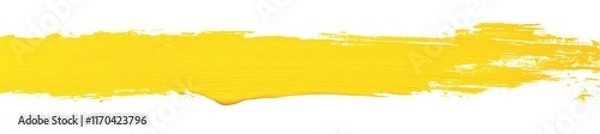 Fototapeta A long horizontal brush stroke in a yellow color on a white background