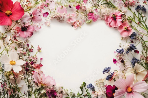 Fototapeta Elegant wedding invitation card background vector. Minimal hand painted botanical flowers texture template background. Design for wedding, vip cover, poster, rsvp moderncard.Valentine's Day