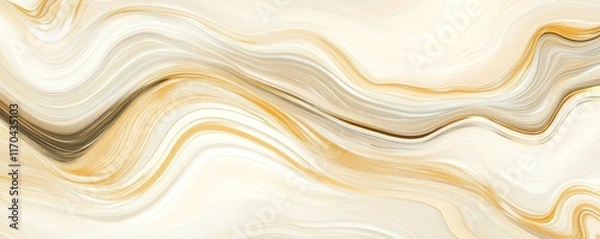 Fototapeta Abstract background with golden lines and waves on a light beige color