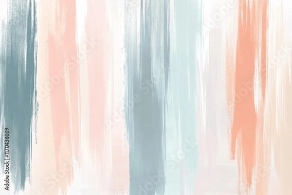 Fototapeta Abstract background with pastel-colored paint brush strokes on a white