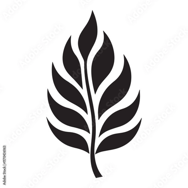 Fototapeta black and white leaf, leaf silhouette vector 