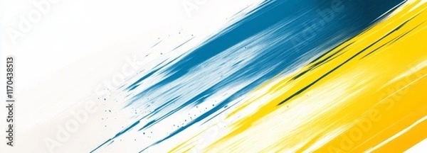 Fototapeta Abstract background with yellow, blue, and white colors, a modern design for a banner or poster