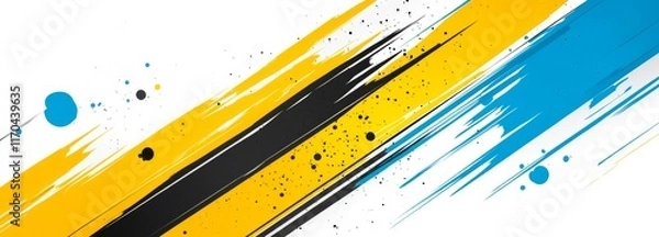 Fototapeta Abstract background with yellow, blue, and white colors, a modern design for a banner or poster