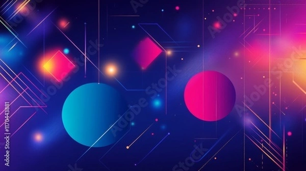 Fototapeta abstract blue and pink background with geometric shapes, abstract background 