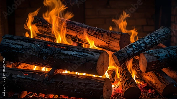 Obraz fire in a fireplace