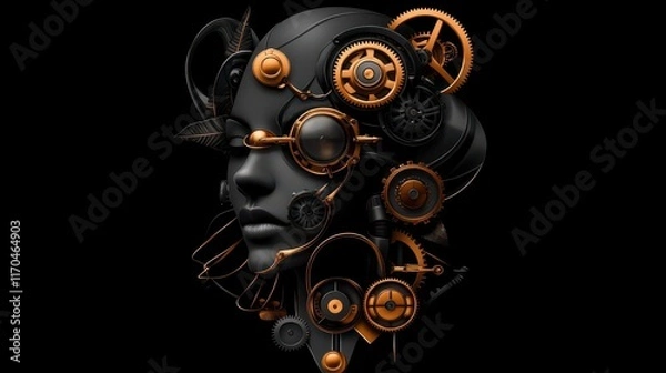 Fototapeta A Steampunk Femme: Gears, elegance, and a touch of mystery.