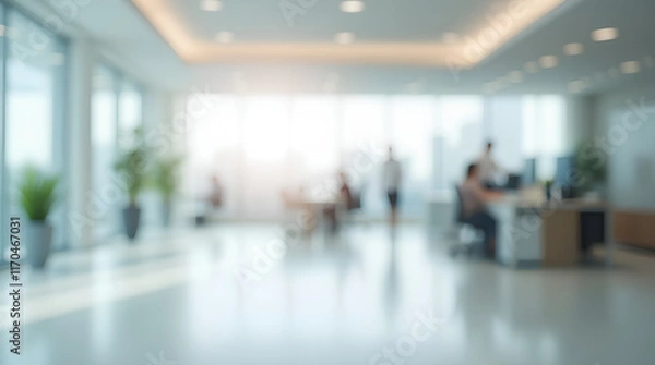 Fototapeta Modern business office without people with blurred bokeh background	
