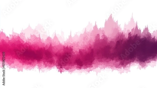 Fototapeta Abstract pencil strokes create a vibrant gradient transitioning from deep red to soft pink hues on a white background