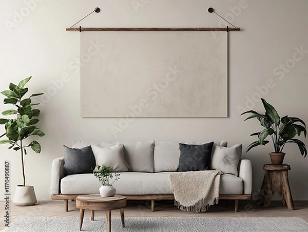 Fototapeta banner mockup minimalistic living room