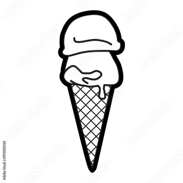 Obraz simple black and white ice cream logo, two stacked ice cream icons