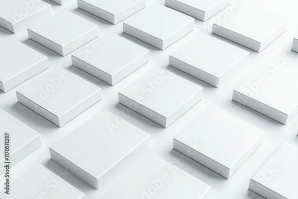Fototapeta Minimalistic white background with square empty boxes