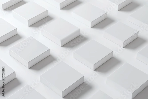 Fototapeta Minimalistic white background with square empty boxes