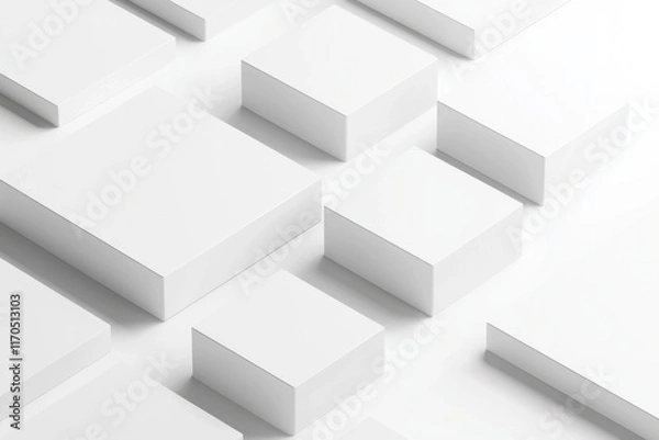 Fototapeta Minimalistic white background with square empty boxes