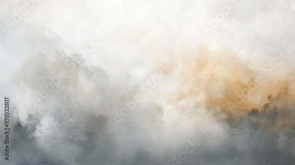 Obraz Soft pastel gray and amber mist enveloping a tranquil landscape at sunrise, creating a serene atmosphere for reflection