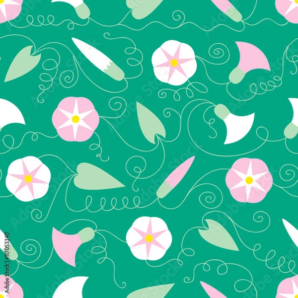 Obraz Seamless pattern with beautiful gentle bindweeds. It can be used