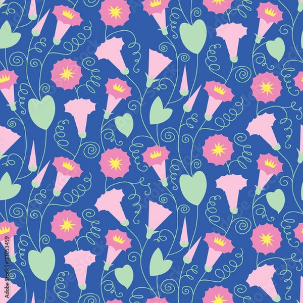 Obraz Seamless pattern with beautiful gentle bindweeds. It can be used