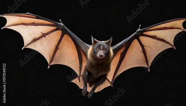 Fototapeta Majestic Bat in Flight Captivating Wing Flap Captured Against Isolated Transparent Background A Stunning Display of Natures Nighttime Acrobatics