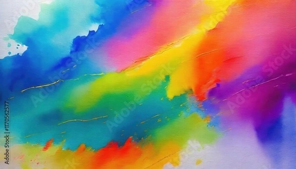 Obraz Bright Colorful Watercolor Paint Background Texture A Vibrant and Artistic Canvas for Creative Projects, Perfect for Graphic Design, Invitations, and Digital Art