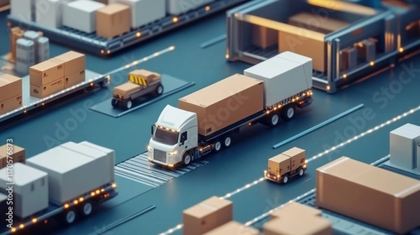 Fototapeta Cargo management with advanced transportation software for automation, real-time tracking, and seamless coordination in logistics operations.