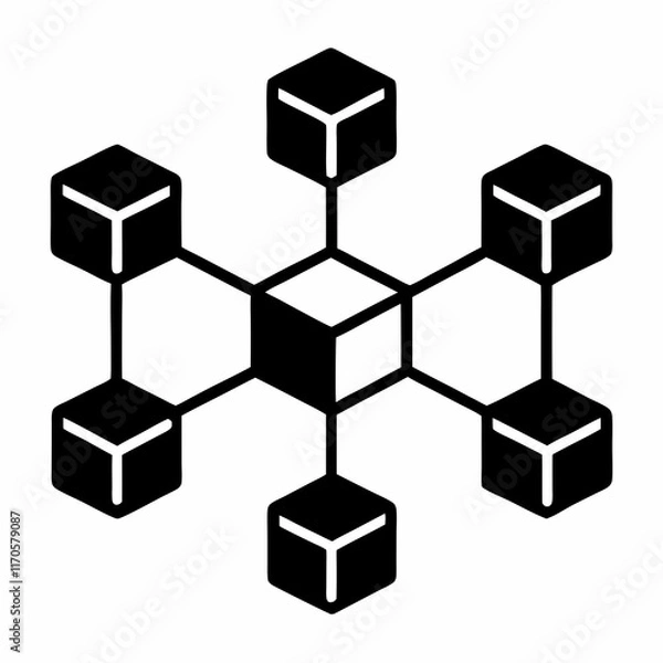 Fototapeta Blockchain Network Silhouette Vector Art