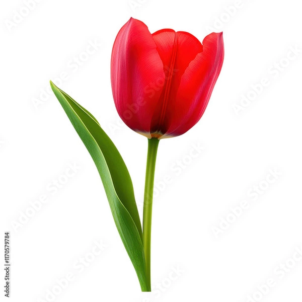 Fototapeta Beautiful red tulip flower Clipart- isolated on a white background- tulip .