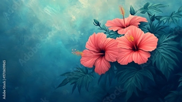 Obraz bright tropical hibiscus flowers soft-focus setting