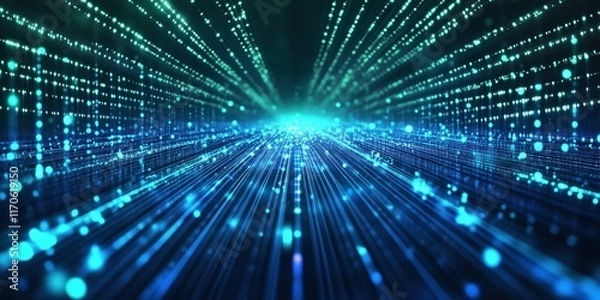 Fototapeta Abstract Digital Light Beams in a Futuristic Virtual Space