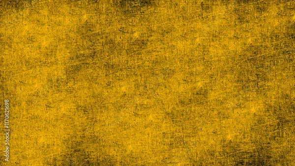 Fototapeta Weathered yellow metal surface with rough grunge texture, creating industrial style backdrop for graphic design projects