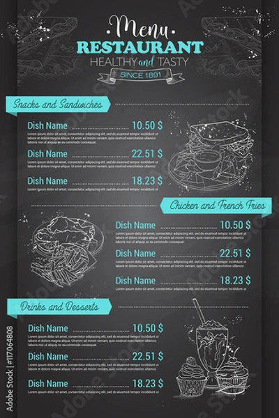 Obraz Restaurant vertical scetch menu