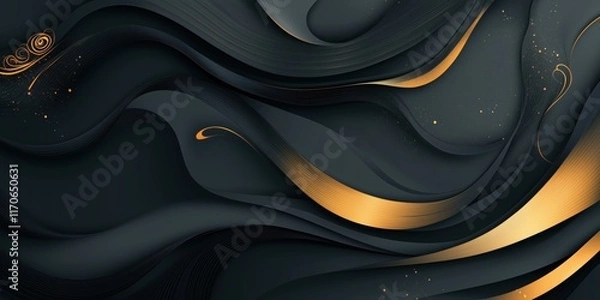 Fototapeta Luxurious Dark Abstract Design with Golden Highlights