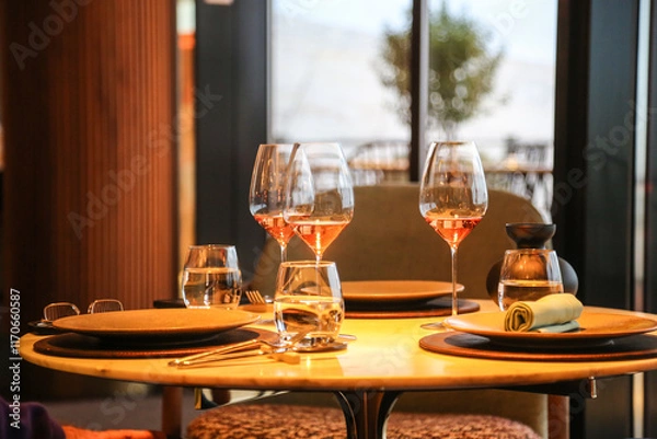 Fototapeta Rosé win in a retaurant