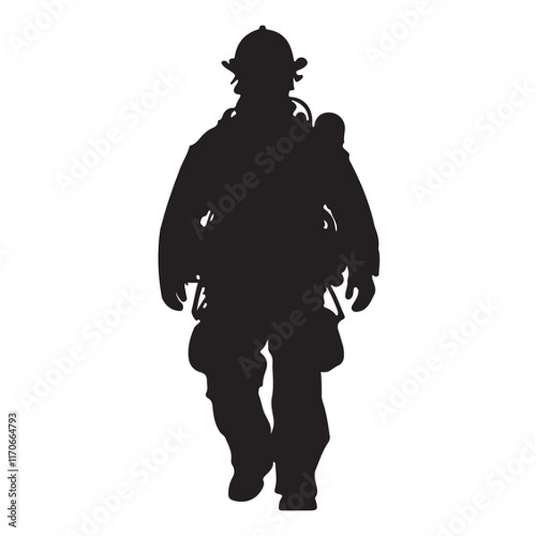 Obraz Fireman silhouette vector illustration