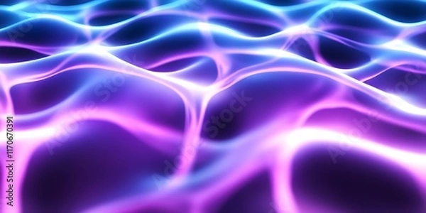 Fototapeta A vibrant, abstract pattern of flowing waves with blue and purple hues, resembling a digital or futuristic design. Concept Abstract Wave Design, Vibrant Colors, Blue and Purple Hues