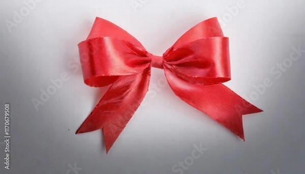Fototapeta Elegant Red Bow on Crisp White Background Perfect for Holiday Decor, Gift Wrapping, and Festive Occasions, Adding a Touch of Charm and Sophistication to Your Celebrations