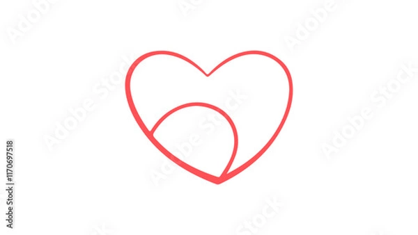 Fototapeta red heart isolated on white, red heart outline vector illustration