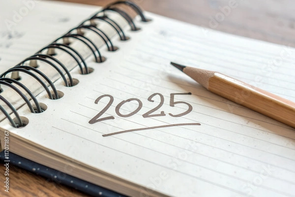 Fototapeta 2025 - close-up of the inscription in a notebook on a desktop