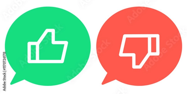 Obraz 緑色と赤色｜グッドマークとバッドマークの吹き出し