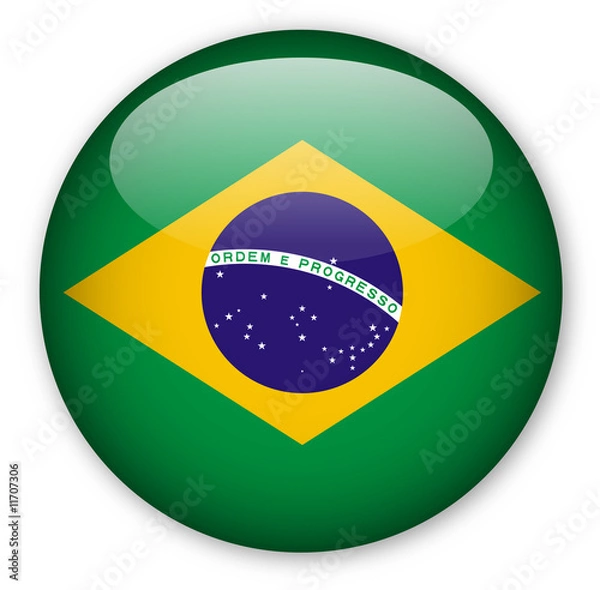 Obraz Przycisk flagi Brazylii