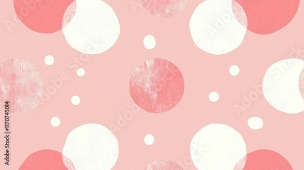 Fototapeta Colorful abstract artwork featuring playful circles on a soft pink background for modern decor and design inspiration. Generative AI