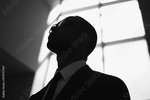 Obraz Silhouette of a Business Leader in a Minimalist Setting