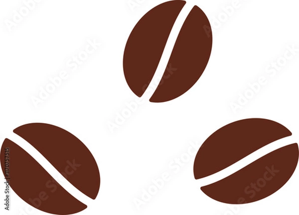Fototapeta Three coffee beans. Vector illustration with transparent background.