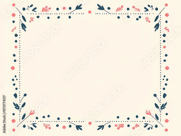 Fototapeta Elegant floral border design. Perfect for invitations, cards, or social media posts. Soft pastel colors and simple illustrations.