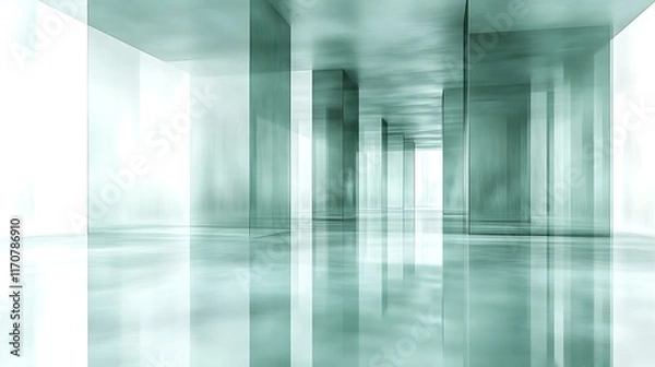 Obraz Abstract teal glass corridor interior.